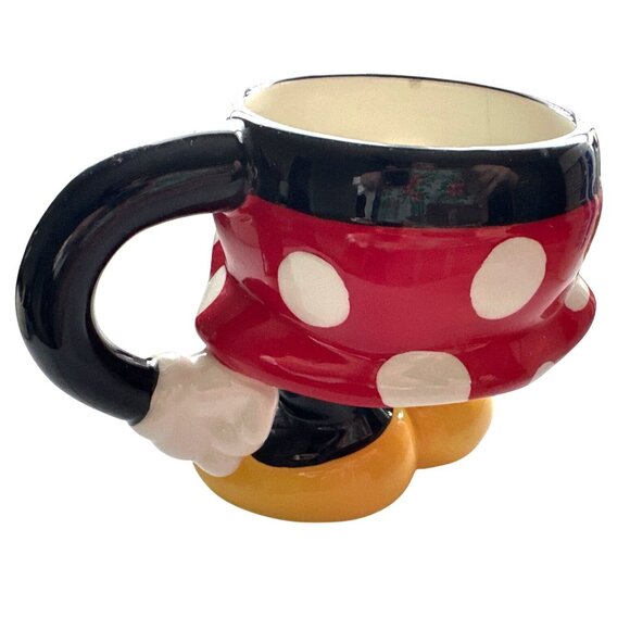 Minnie Mouse Coffee Cup Polka Dot Ceramic Mug With Yellow Shoes & Glove Handle - Picture 4 of 8